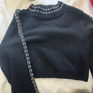 cropped sweater with stitching detail